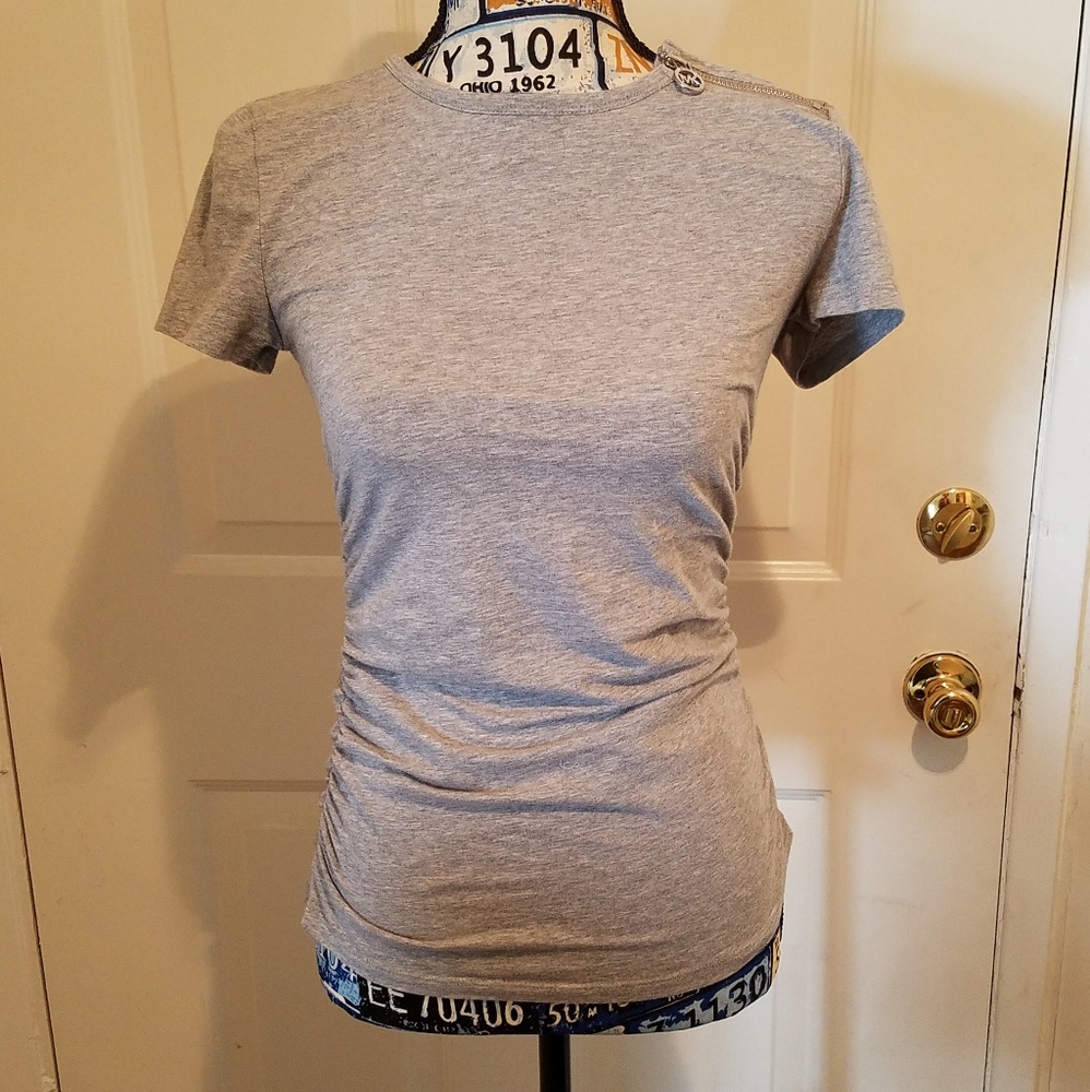 Michael Kors Gray Side Ruched Cotton Shirt